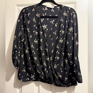 All in Favor Black Blouse with Cream Spot Print